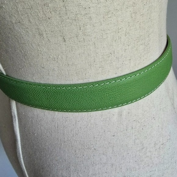 LEN L.E.N. Lifestyle Epsom Leather Apple Green Pebbled Women Belt SZ 8 10 Preppy main image 10